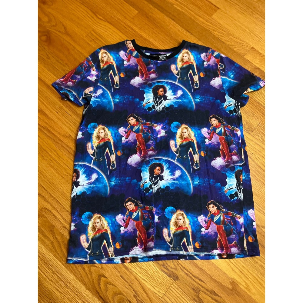 Cakeworthy The Marvels T-Shirt All Over Print Superhero Graphic Tee XL